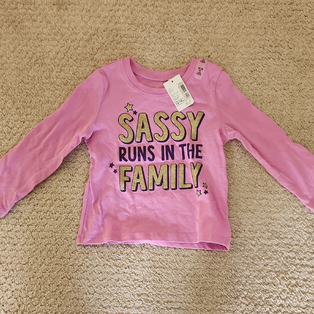 New Sassy Runs In The Family Long Sleeve Tee Size 12-18 Months
